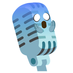 studio microphone and face screaming in fear