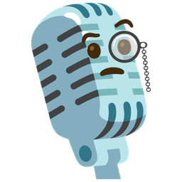 studio microphone and face with monocle