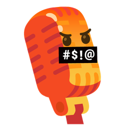 studio microphone and face with symbols on mouth