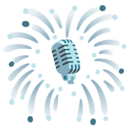 studio microphone and fireworks