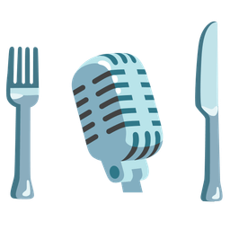 studio microphone and fork and knife with plate