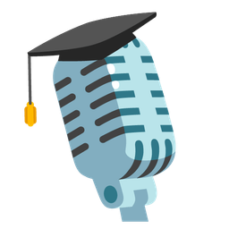 studio microphone and graduation cap