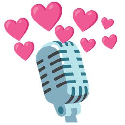 studio microphone and heart with arrow