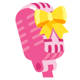 studio microphone and heart with ribbon