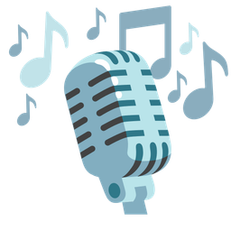 studio microphone and musical notes