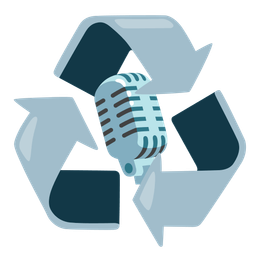 studio microphone and recycling symbol