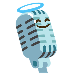 Studio microphone and Smiling face with halo
