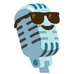 studio microphone and smiling face with sunglasses