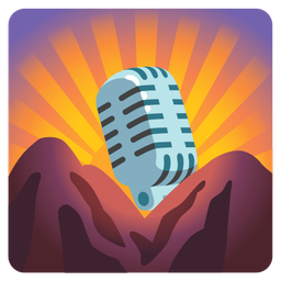 studio microphone and sunrise over mountains