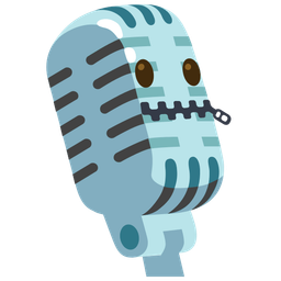 studio microphone and zipper-mouth face