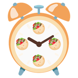 stuffed flatbread and alarm clock