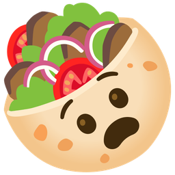 stuffed flatbread and anguished face