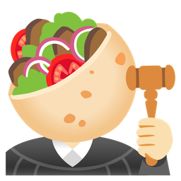 stuffed flatbread and balance scale