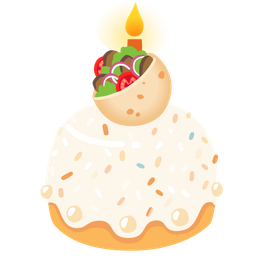 stuffed flatbread and birthday cake