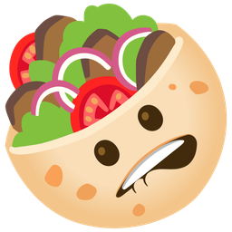 stuffed flatbread and biting lip