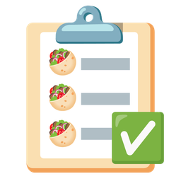 stuffed flatbread and check mark button