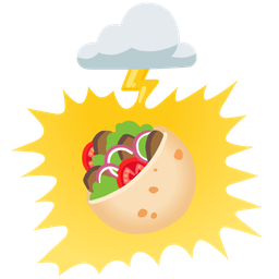 stuffed flatbread and cloud with lightning