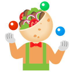 stuffed flatbread and clown face