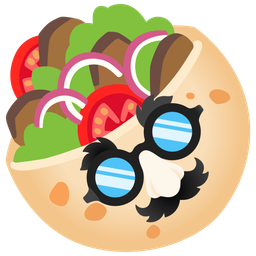 stuffed flatbread and disguised face