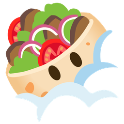 stuffed flatbread and face in clouds