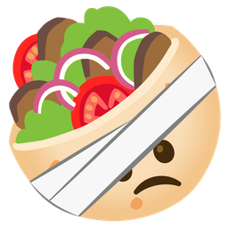 stuffed flatbread and face with head-bandage