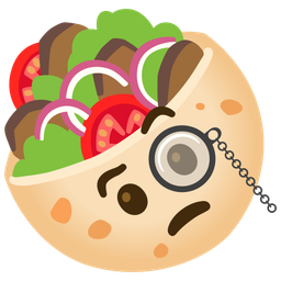 stuffed flatbread and face with monocle