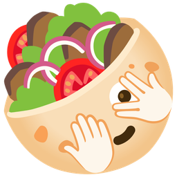 stuffed flatbread and face with peeking eye