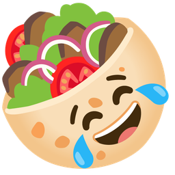 Stuffed flatbread and Face with tears of joy