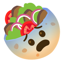 stuffed flatbread and fearful face