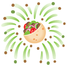 stuffed flatbread and fireworks