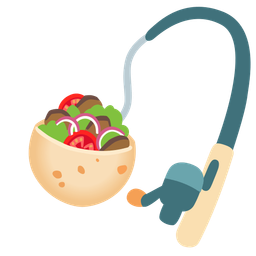 stuffed flatbread and fishing pole