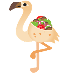 stuffed flatbread and flamingo
