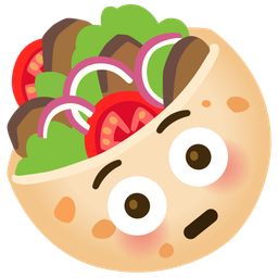 stuffed flatbread and flushed face