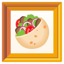 stuffed flatbread and framed picture