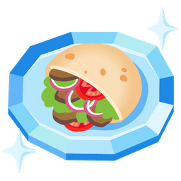 stuffed flatbread and gem stone