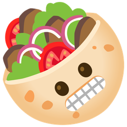 stuffed flatbread and grimacing face