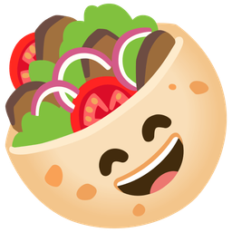 Stuffed flatbread and Grinning face with smiling eyes