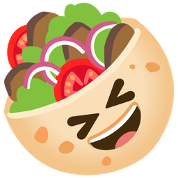 Stuffed flatbread and Grinning squinting face