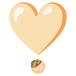 stuffed flatbread and heart exclamation