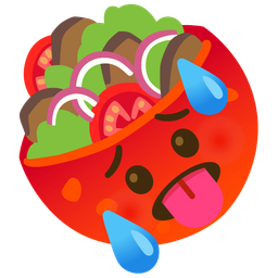 stuffed flatbread and hot face