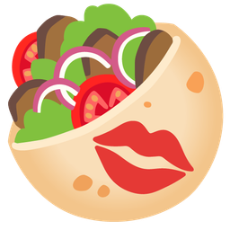 stuffed flatbread and kiss mark