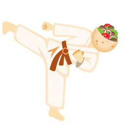 stuffed flatbread and martial arts uniform