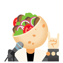 stuffed flatbread and microphone