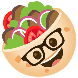 stuffed flatbread and nerd face