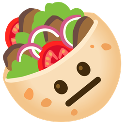 stuffed flatbread and neutral face