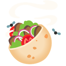 stuffed flatbread and pile of poo