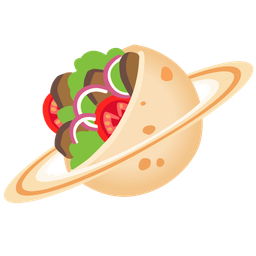 stuffed flatbread and ringed planet