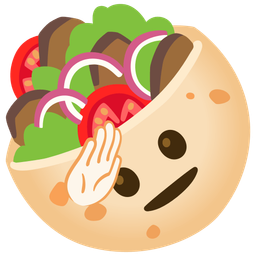 stuffed flatbread and saluting face