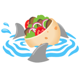 stuffed flatbread and shark