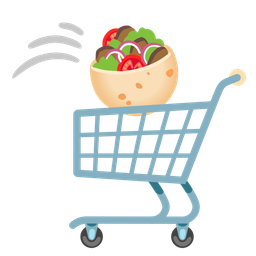 stuffed flatbread and shopping cart